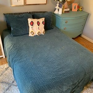 Kantha-Stitched 2 Euro Shams and 1 Queen Duvet